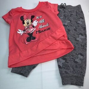 Disney Junior 2T Minnie Mouse 2-Piece Graphic Tee & Joggers Outfit Set